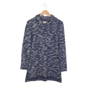 Caslon Navy White Long Cowl Neck Tunic Sweater PM
